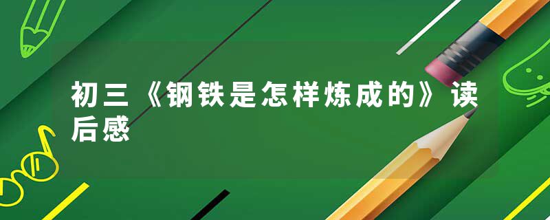 初三《钢铁是怎样炼成的》读后感