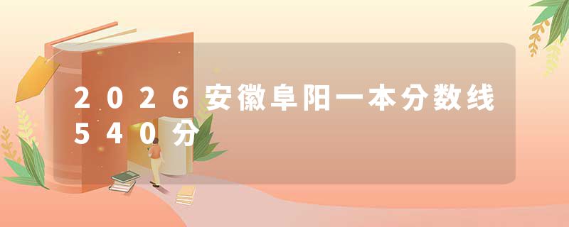 2026安徽阜阳一本分数线540分