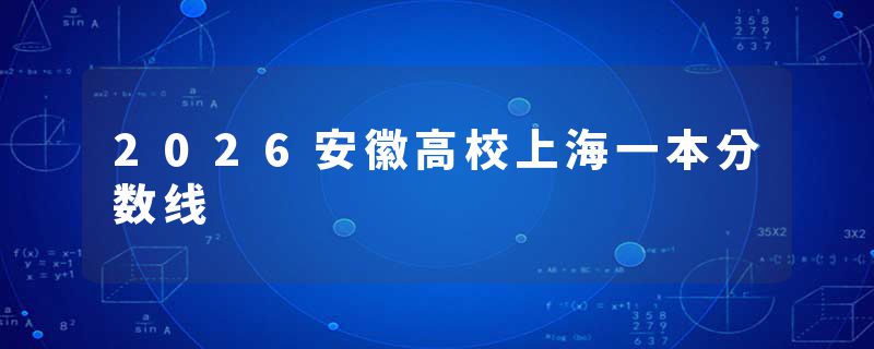 2026安徽高校上海一本分数线