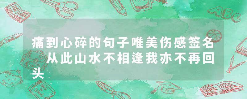 痛到心碎的句子唯美伤感签名 从此山水不相逢我亦不再回头