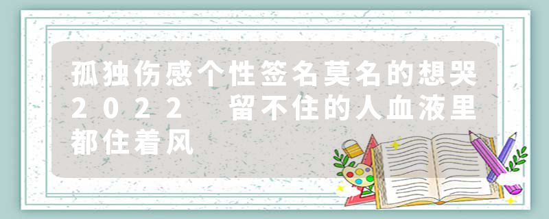 孤独伤感个性签名莫名的想哭2022 留不住的人血液里都住着风