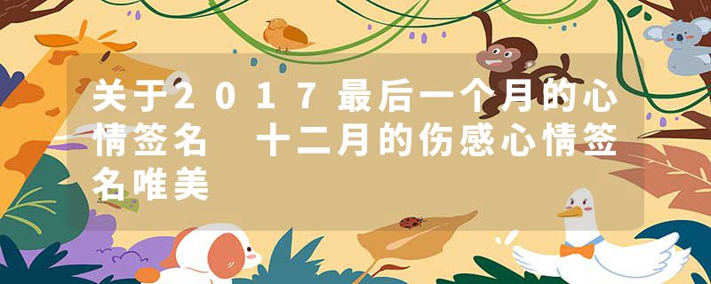 关于2017最后一个月的心情签名 十二月的伤感心情签名唯美