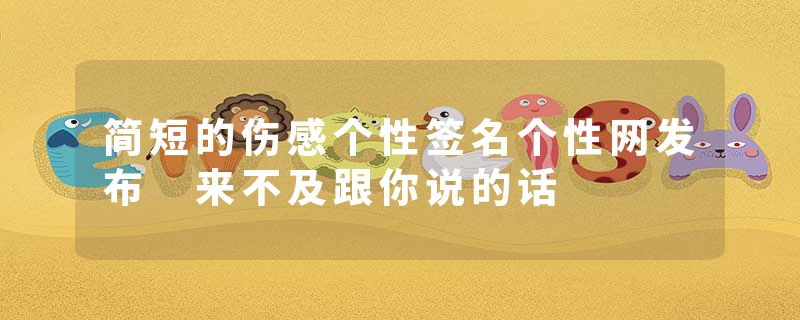 简短的伤感个性签名个性网发布 来不及跟你说的话