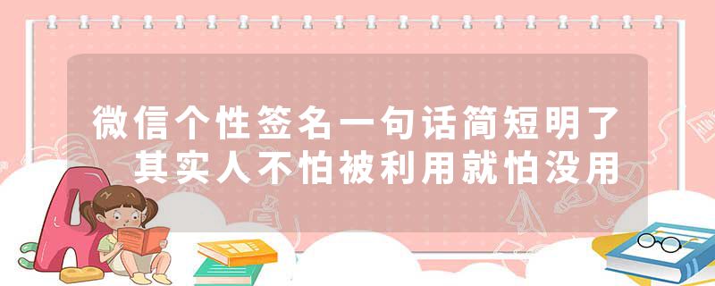 微信个性签名一句话简短明了 其实人不怕被利用就怕没用