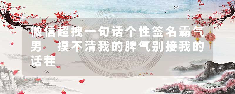 微信超拽一句话个性签名霸气男 摸不清我的脾气别接我的话茬