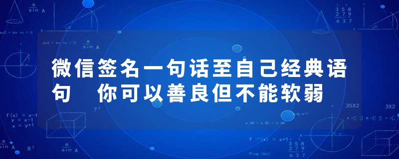 微信签名一句话至自己经典语句 你可以善良但不能软弱