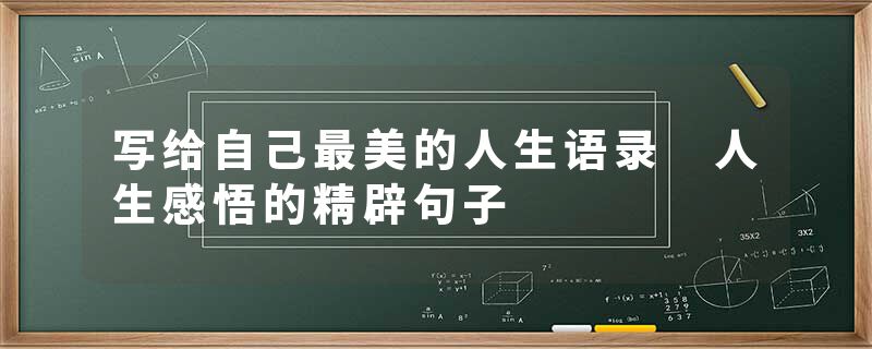 写给自己最美的人生语录 人生感悟的精辟句子