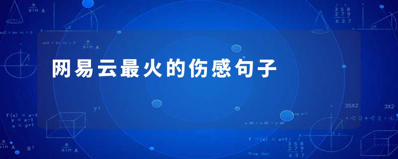 网易云最火的伤感句子