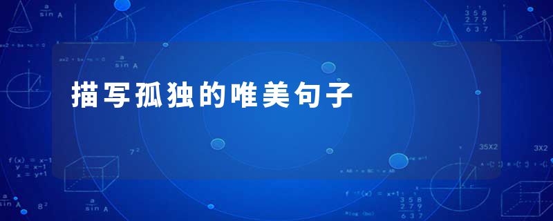 描写孤独的唯美句子