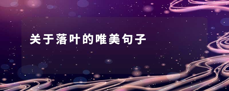 关于落叶的唯美句子