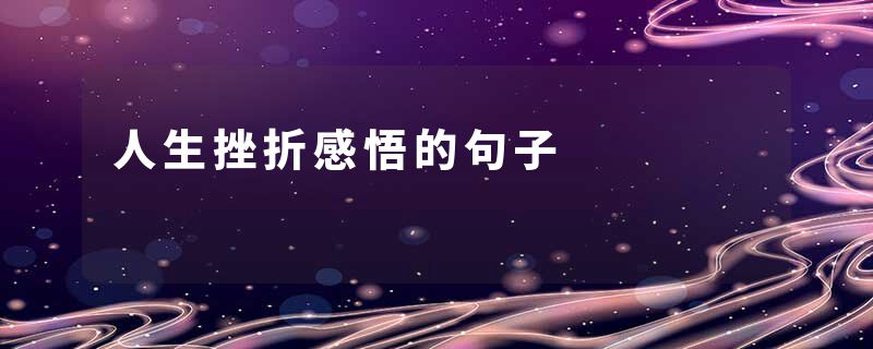 人生挫折感悟的句子