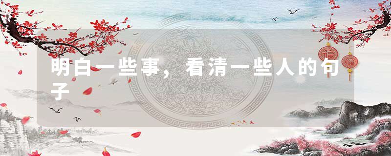 明白一些事,看清一些人的句子