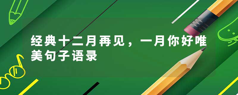 经典十二月再见，一月你好唯美句子语录
