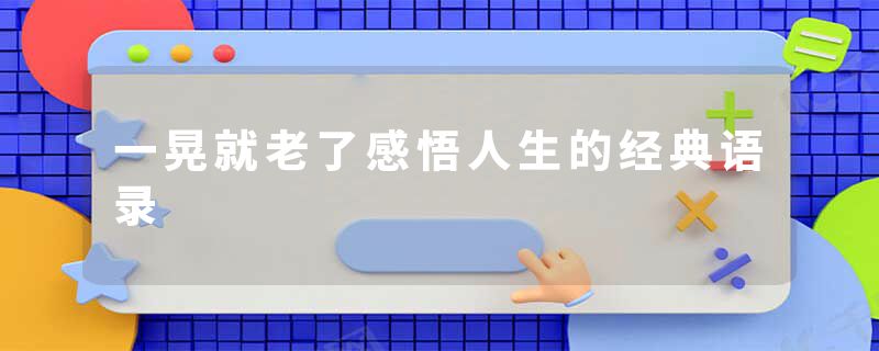 一晃就老了感悟人生的经典语录