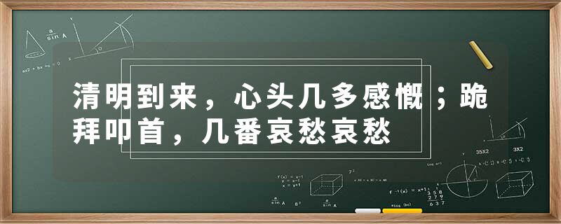 清明到来，心头几多感慨；跪拜叩首，几番哀愁哀愁