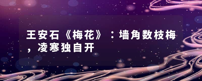 王安石《梅花》：墙角数枝梅，凌寒独自开