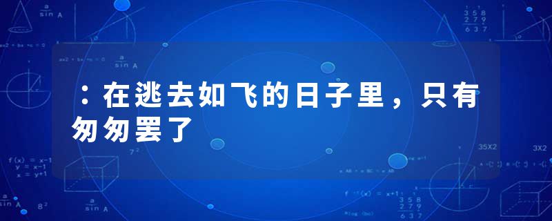 ：在逃去如飞的日子里，只有匆匆罢了