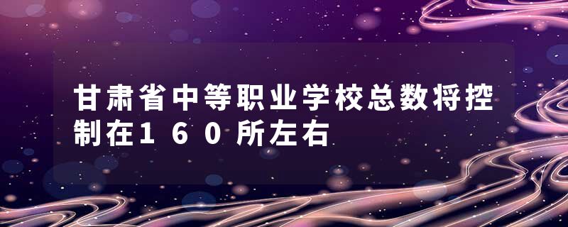 甘肃省中等职业学校总数将控制在160所左右