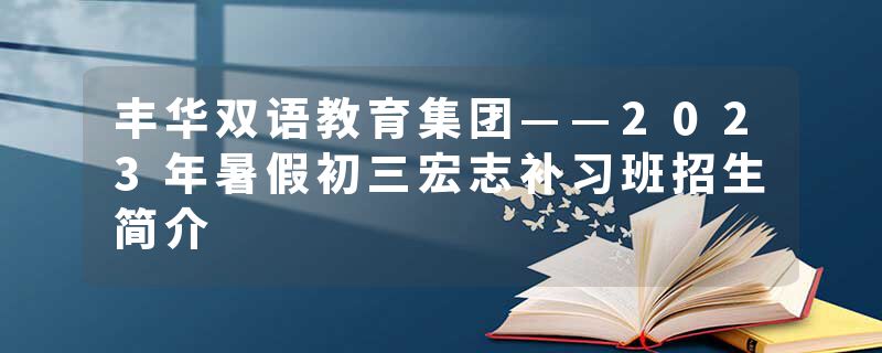 丰华双语教育集团——2023年暑假初三宏志补习班招生简介