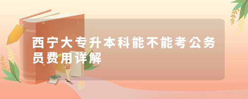 西宁大专升本科能不能考公务员费用详解