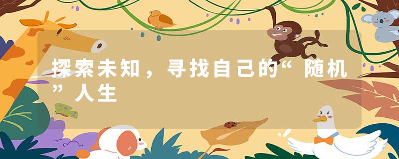 探索未知，寻找自己的“随机”人生