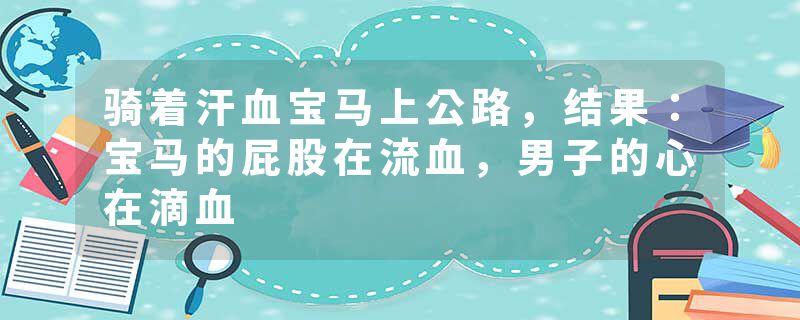 骑着汗血宝马上公路，结果：宝马的屁股在流血，男子的心在滴血