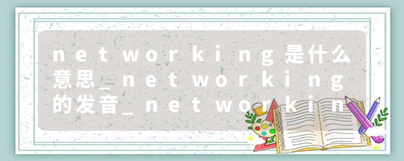 networking是什么意思_networking的发音_networking的用法_networking怎么记_networking翻译