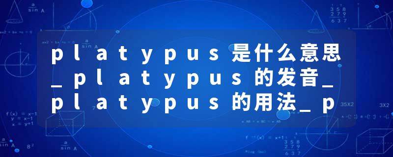 platypus是什么意思_platypus的发音_platypus的用法_platypus怎么记_platypus翻译