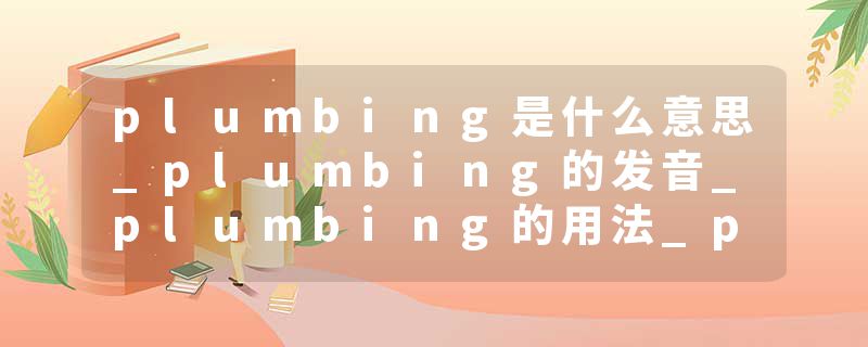 plumbing是什么意思_plumbing的发音_plumbing的用法_plumbing怎么记_plumbing翻译