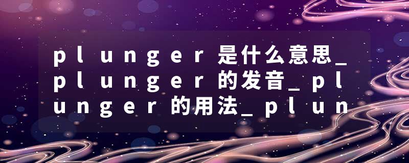 plunger是什么意思_plunger的发音_plunger的用法_plunger怎么记_plunger翻译