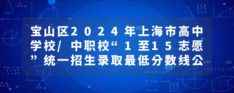 宝山区2024年上海市高中学校/中职校“1至15志愿”统