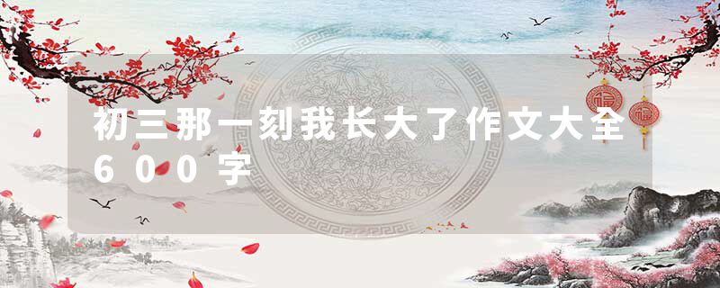 初三那一刻我长大了作文大全600字