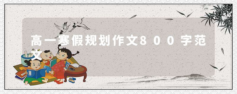 高一寒假规划作文800字范文