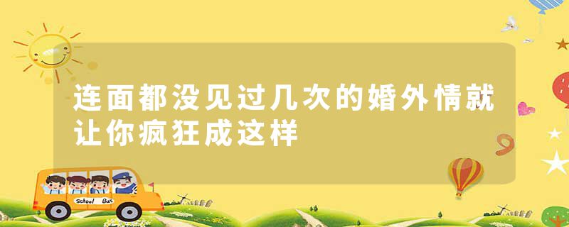 连面都没见过几次的婚外情就让你疯狂成这样