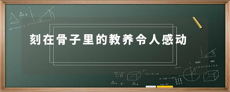 刻在骨子里的教养令人感动