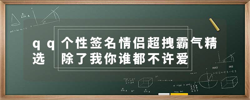 qq个性签名情侣超拽霸气精选 除了我你谁都不许爱