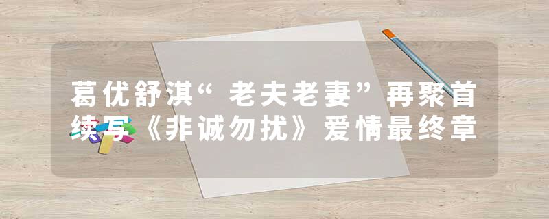 葛优舒淇“老夫老妻”再聚首续写《非诚勿扰》爱情最终章