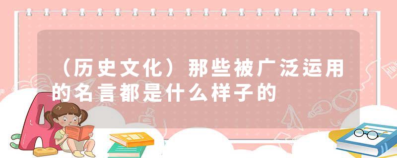（历史文化）那些被广泛运用的名言都是什么样子的