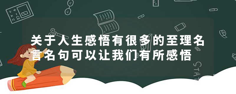 关于人生感悟有很多的至理名言名句可以让我们有所感悟