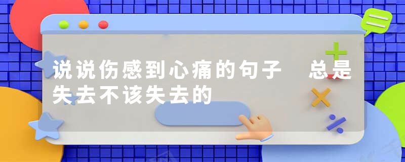 说说伤感到心痛的句子 总是失去不该失去的