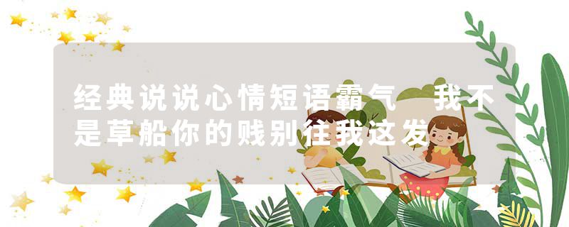经典说说心情短语霸气 我不是草船你的贱别往我这发