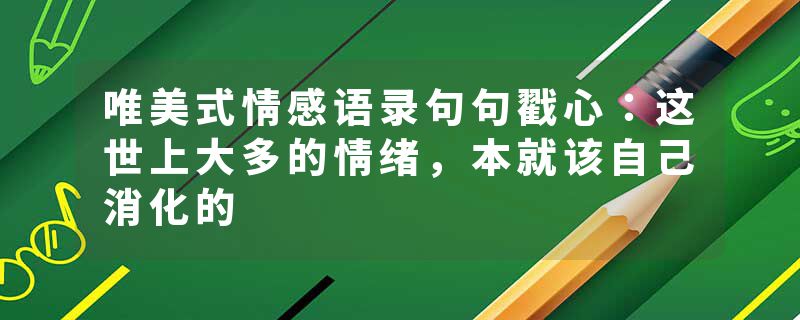 唯美式情感语录句句戳心：这世上大多的情绪，本就该自己消化的