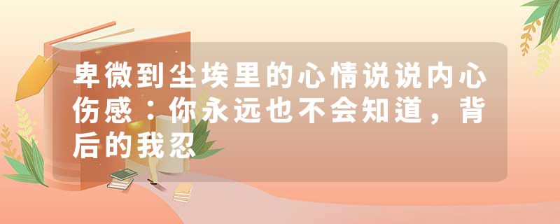 卑微到尘埃里的心情说说内心伤感：你永远也不会知道，背后的我忍